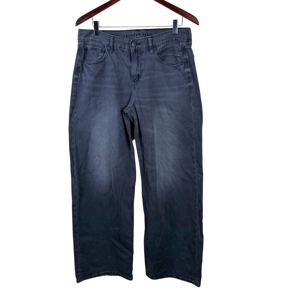 American‎ Eagle Outfitters Jeans Womens 8 Black Baggy Wide-Leg Skater Low Rise